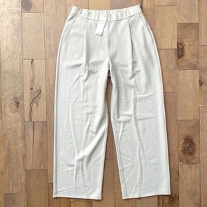 Eileen Fisher Boiled Wool Jersey Knit High Waist Wide Pleated Chalk Pants